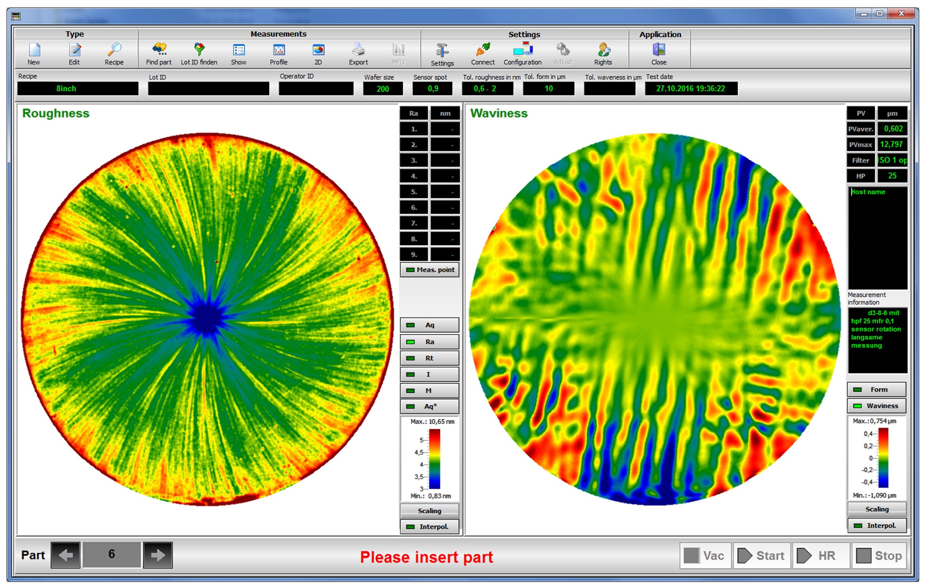 Bedieneroberfläche Wafermaster Software WaferMaster